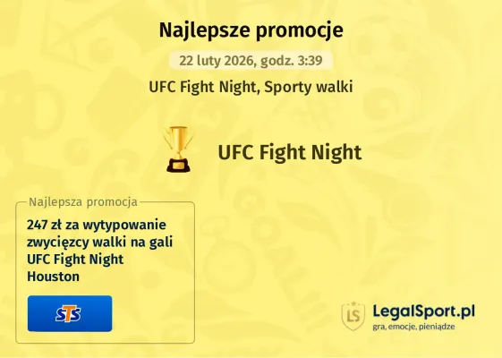 STS: 247 zł za wytypowanie zwycięzcy walki na gali UFC Fight Night Houston