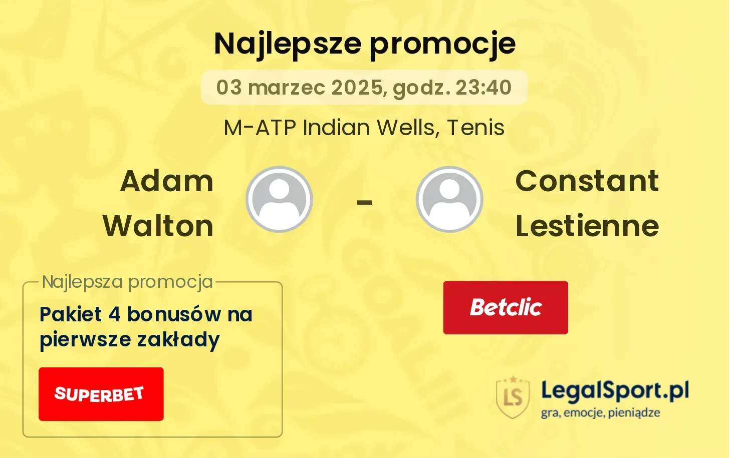 Adam Walton - Constant Lestienne promocje u bukmacherów