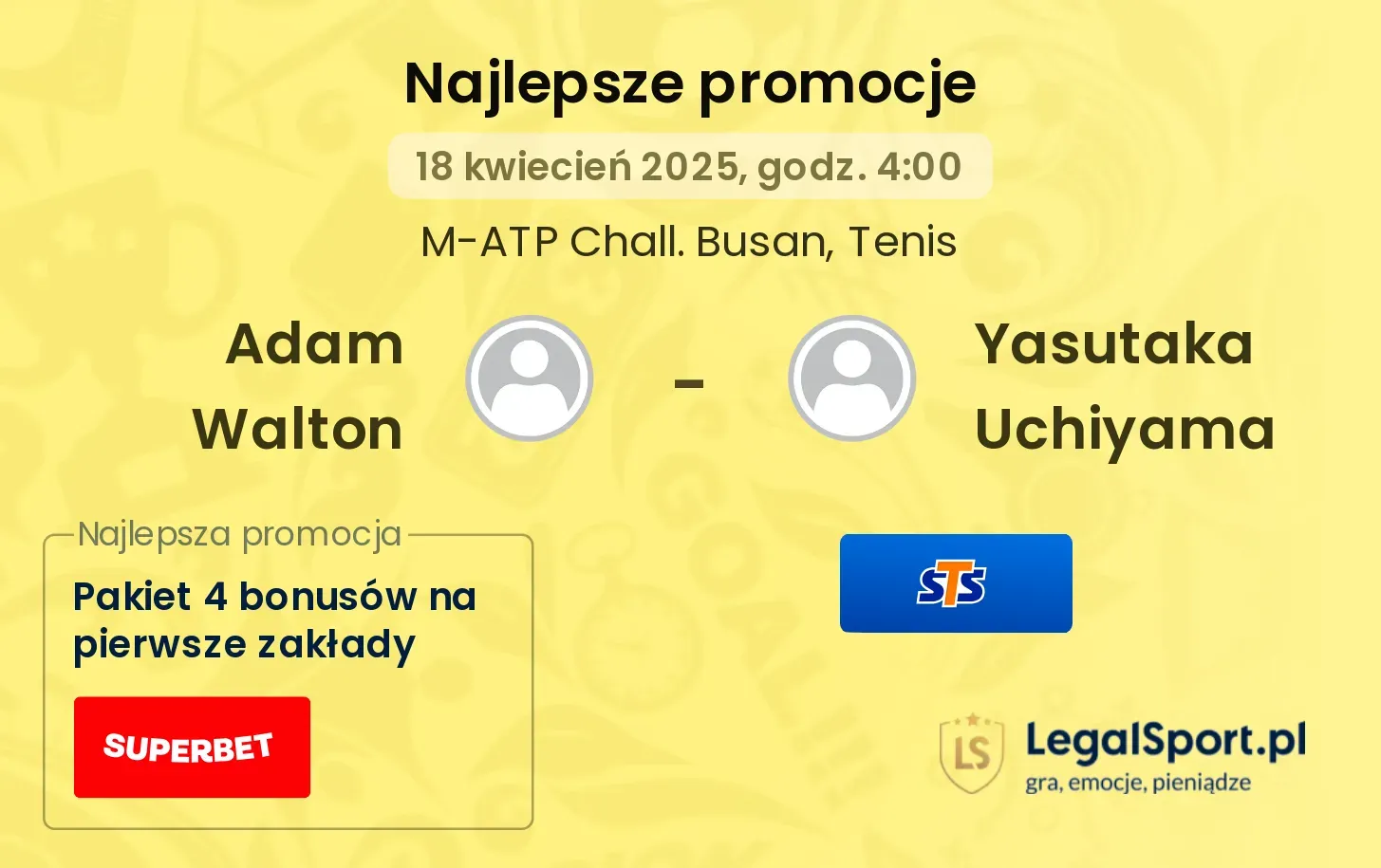 Adam Walton - Yasutaka Uchiyama promocje u bukmacherów