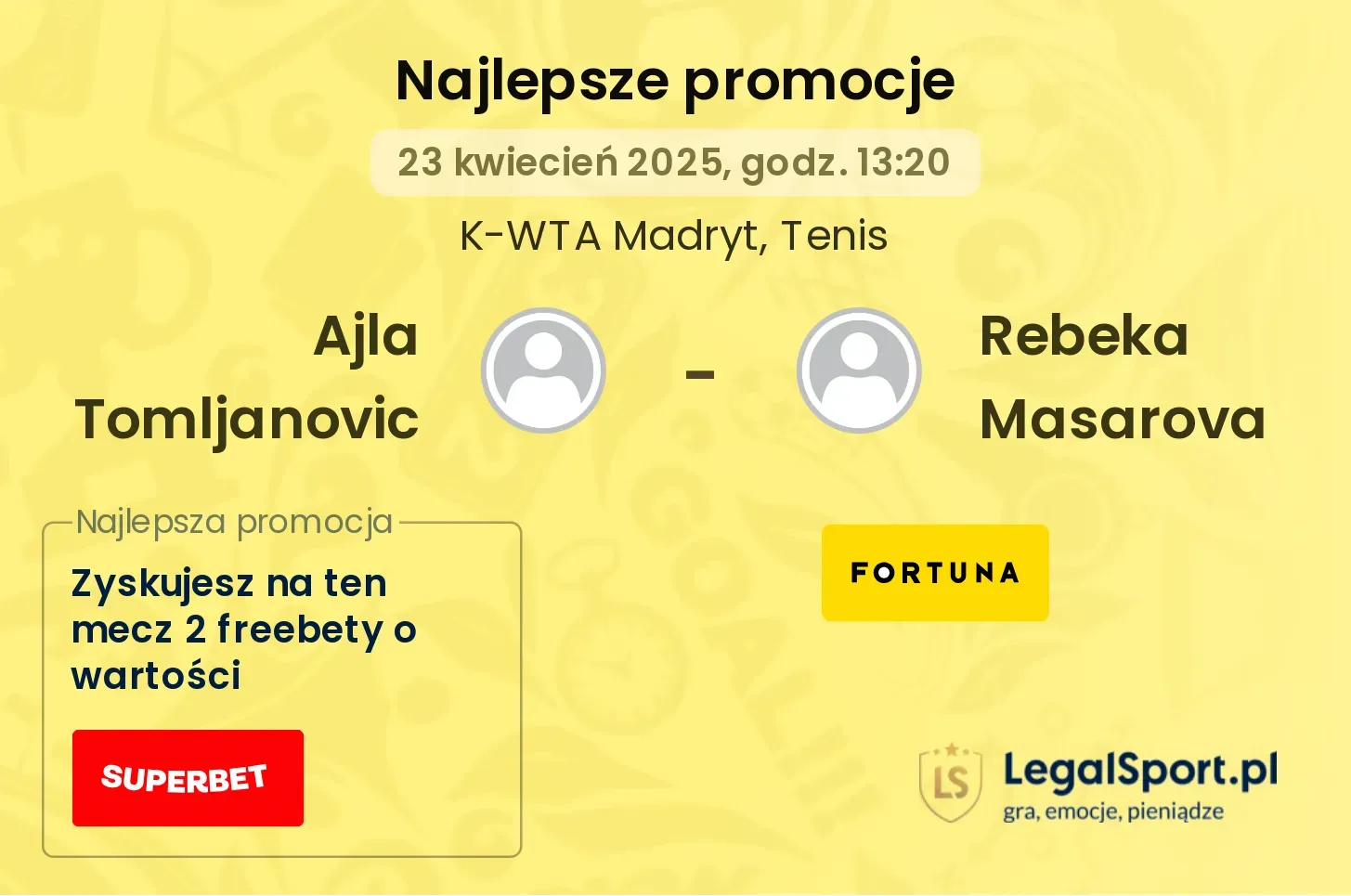 Ajla Tomljanovic - Rebeka Masarova promocje bukmacherskie