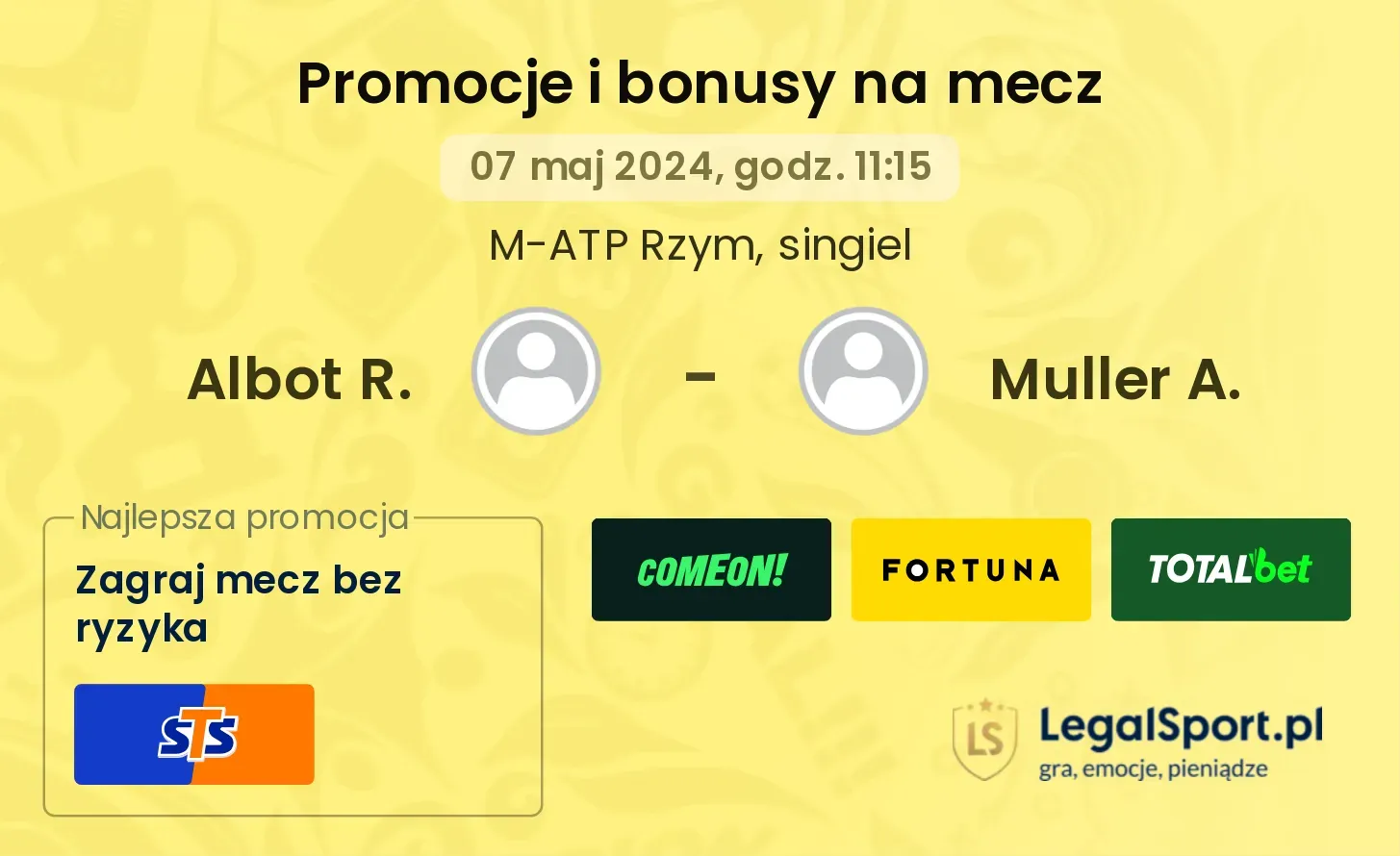 Albot R. - Muller A. promocje bonusy na mecz