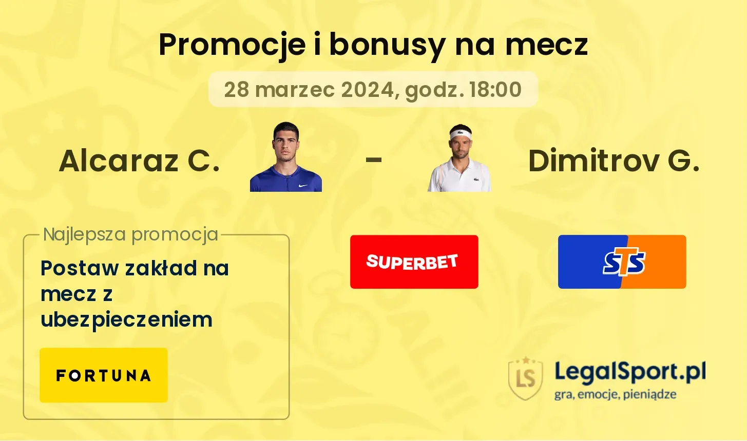 Alcaraz C. - Dimitrov G. promocje bonusy na mecz