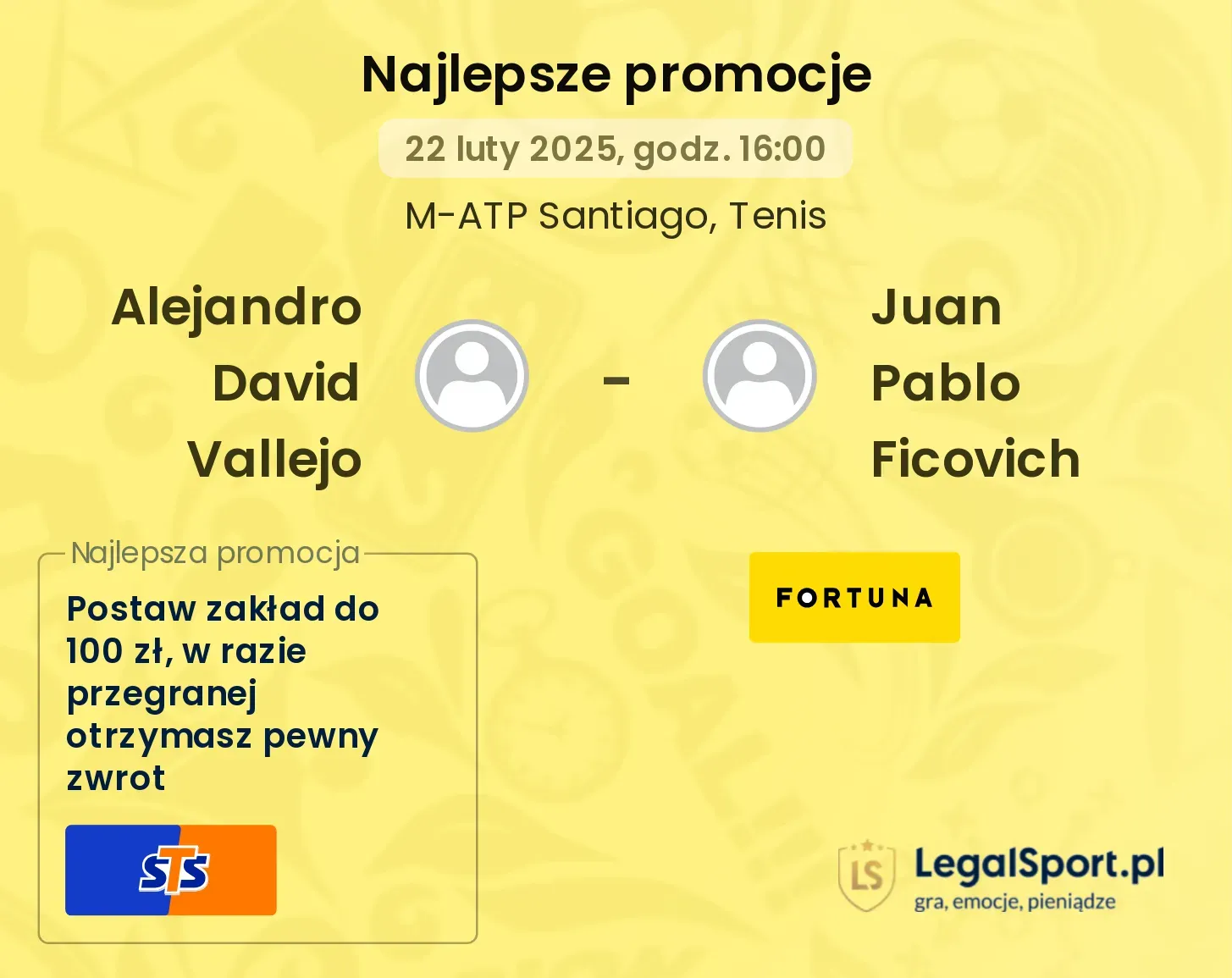Alejandro David Vallejo - Juan Pablo Ficovich promocje bukmacherskie
