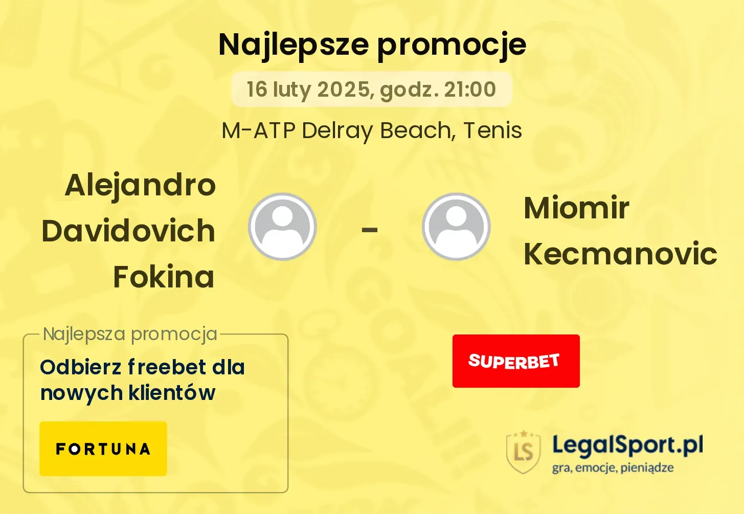 Alejandro Davidovich Fokina - Miomir Kecmanovic promocje u bukmacherów