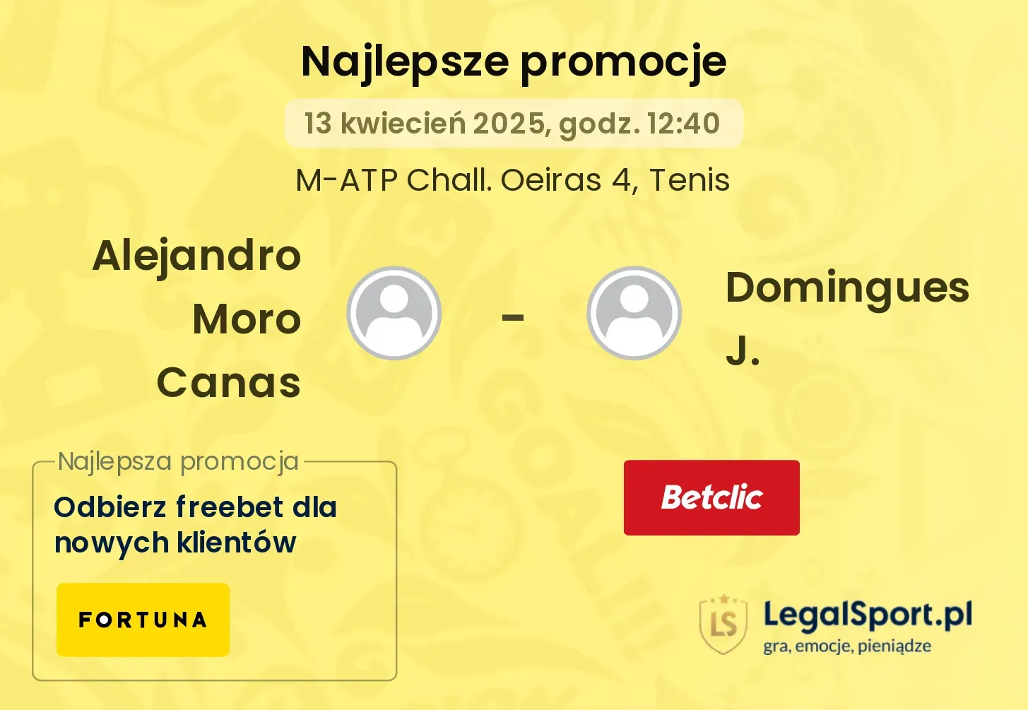 Alejandro Moro Canas - Domingues J. promocje bukmacherskie