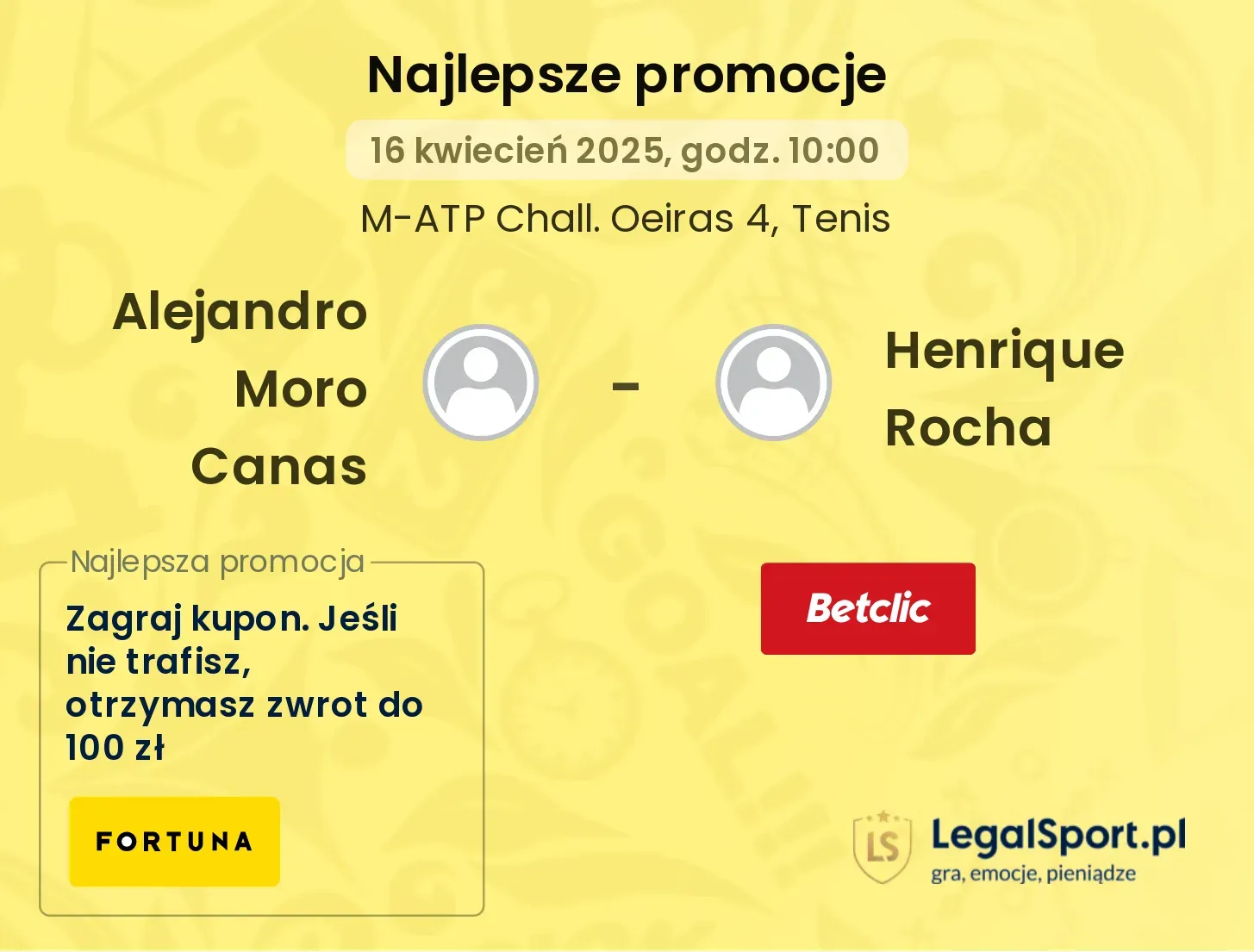 Alejandro Moro Canas - Henrique Rocha promocje bukmacherskie