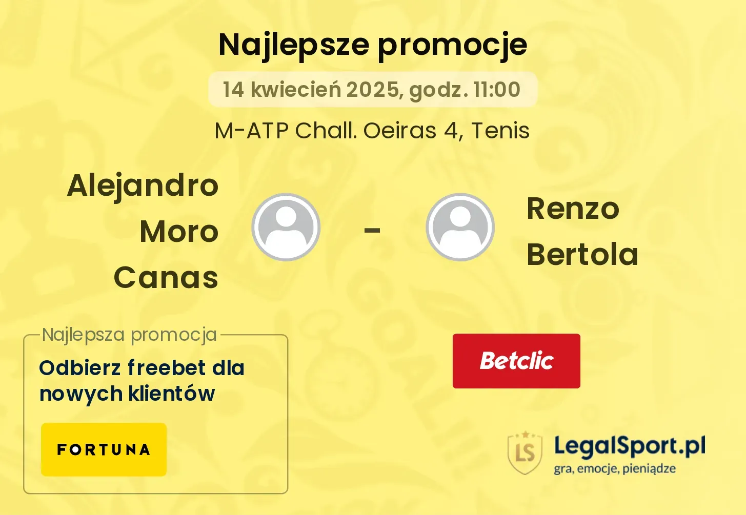 Alejandro Moro Canas - Renzo Bertola promocje bukmacherskie