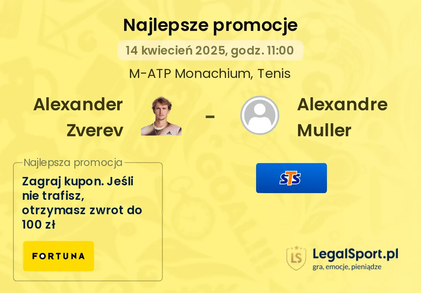 Alexander Zverev - Alexandre Muller promocje bukmacherskie