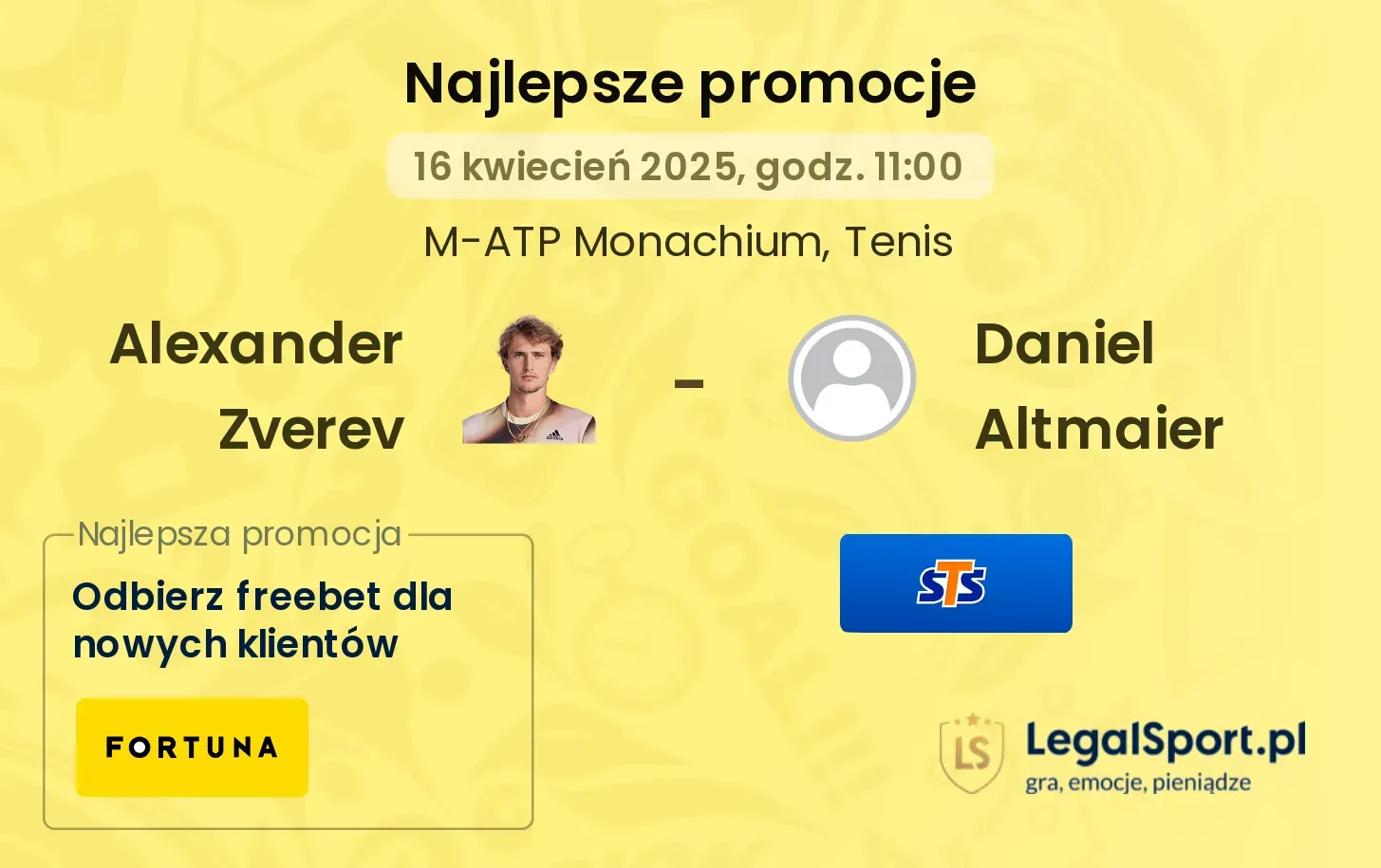 Alexander Zverev - Daniel Altmaier promocje u bukmacherów