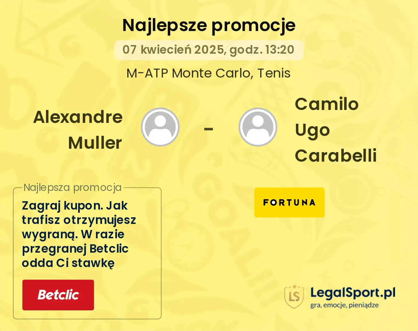 Alexandre Muller - Camilo Ugo Carabelli promocje u bukmacherów
