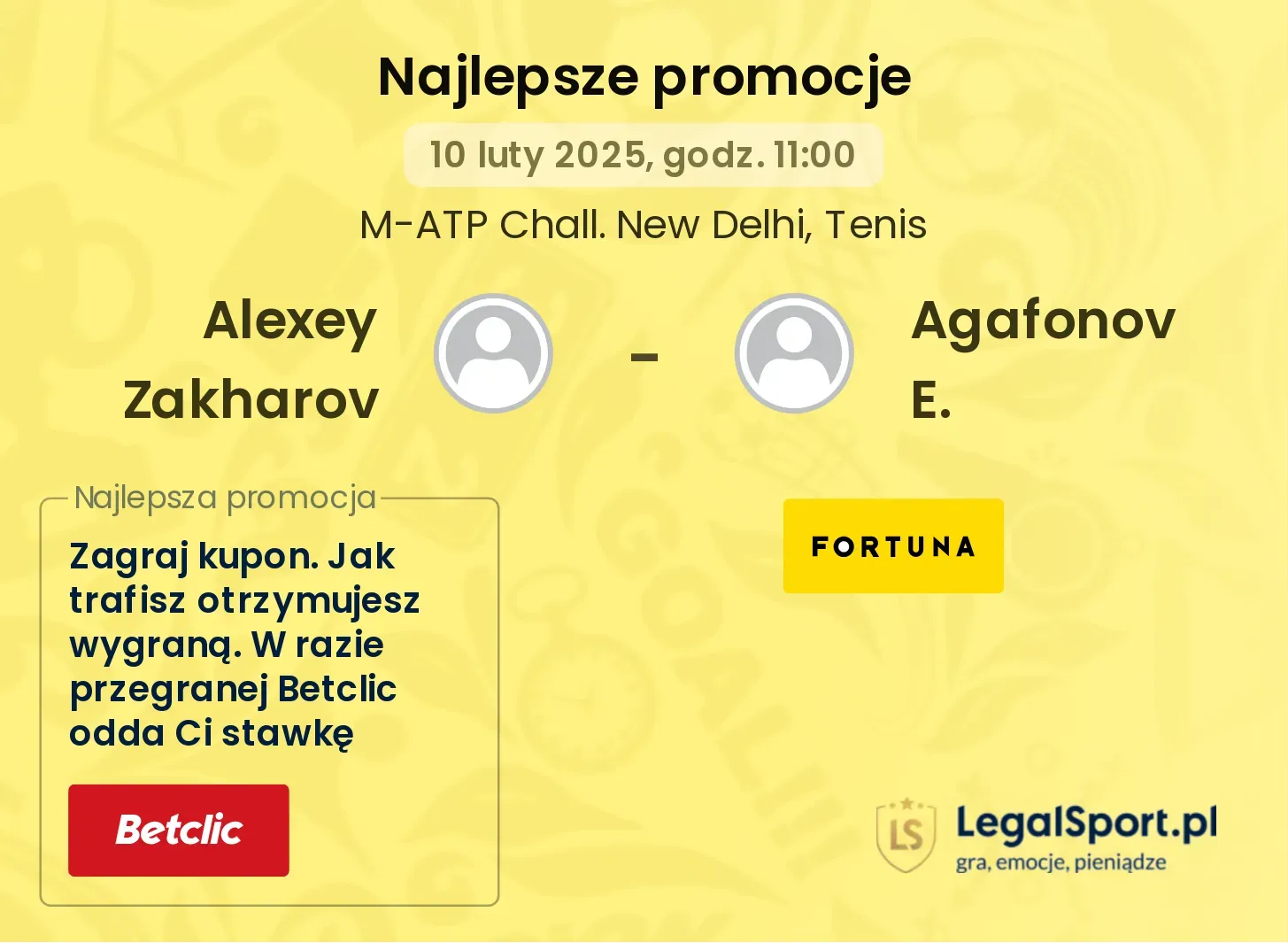 Alexey Zakharov - Agafonov E. promocje u bukmacherów