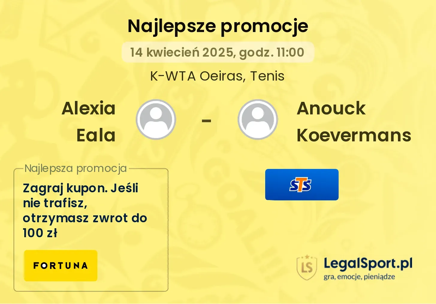 Alexia Eala - Anouck Koevermans promocje bukmacherskie