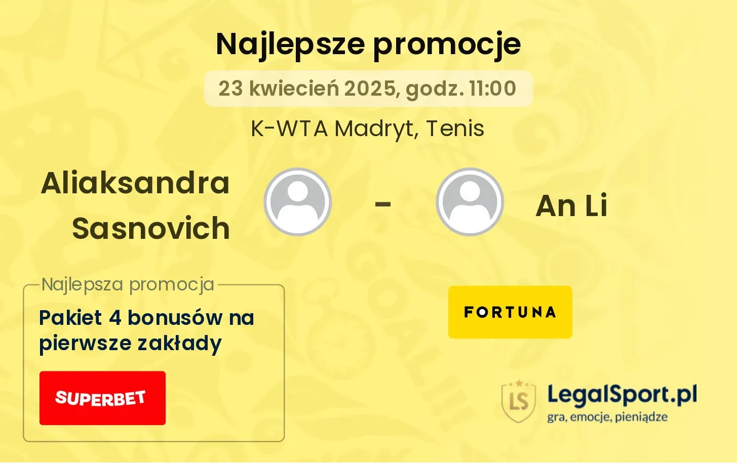 Aliaksandra Sasnovich - An Li promocje bukmacherskie
