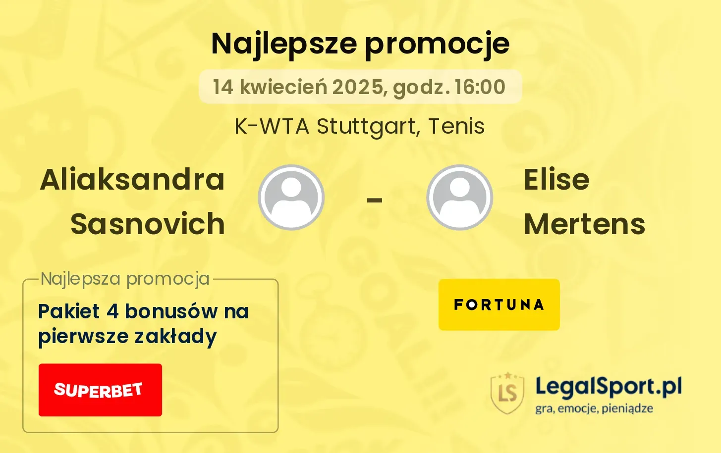 Aliaksandra Sasnovich - Elise Mertens promocje u bukmacherów