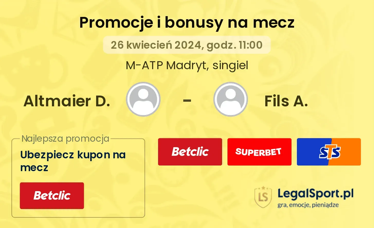 Altmaier D. - Fils A. promocje bonusy na mecz