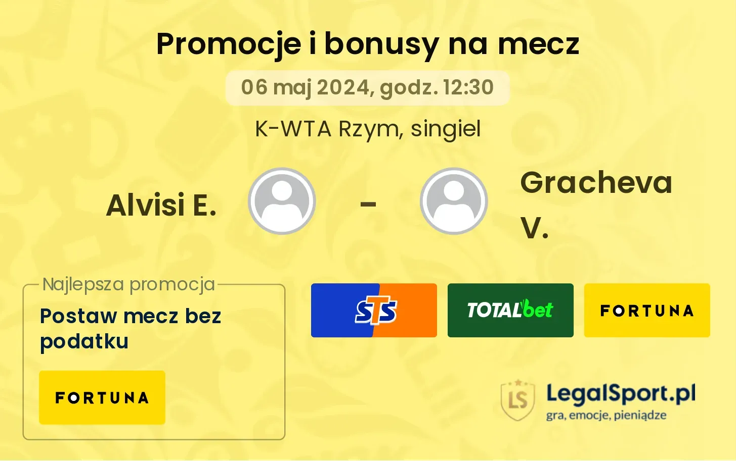Alvisi E. - Gracheva V. promocje bonusy na mecz
