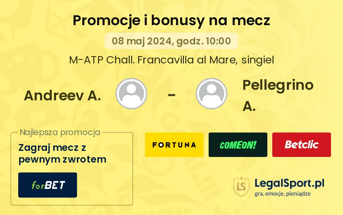 Andreev A. - Pellegrino A. promocje bonusy na mecz
