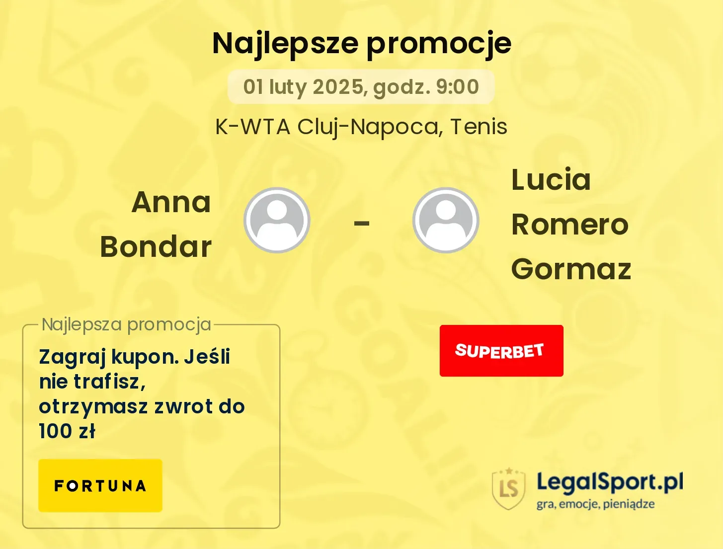 Anna Bondar - Lucia Romero Gormaz promocje u bukmacherów