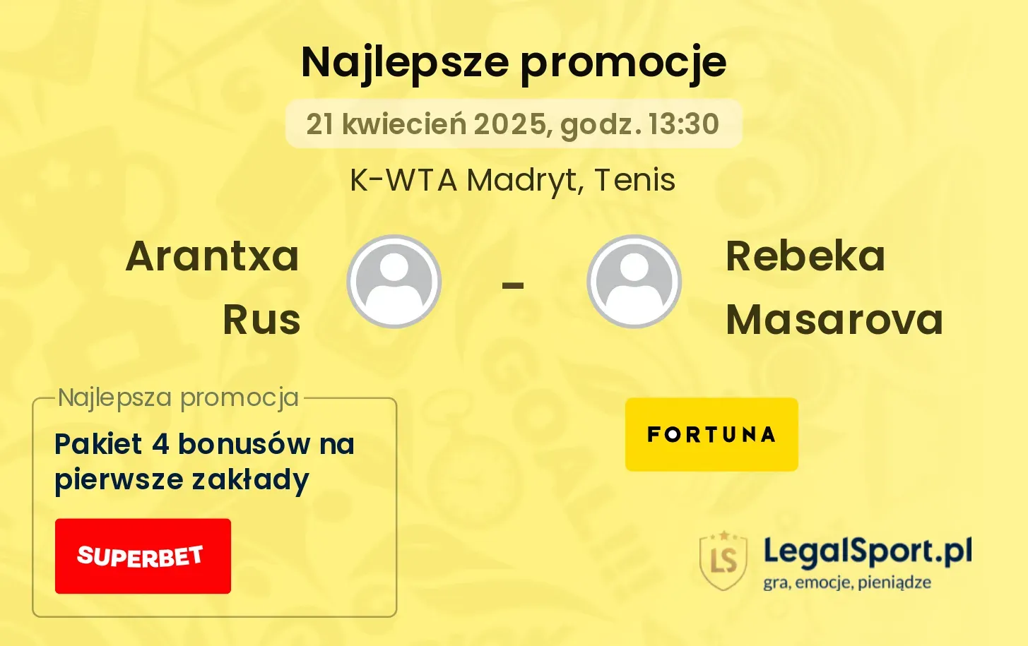 Arantxa Rus - Rebeka Masarova promocje bukmacherskie