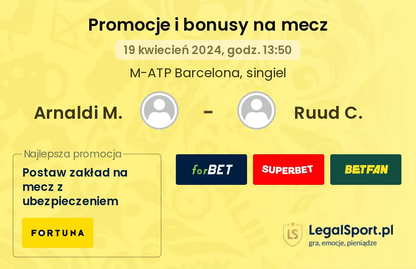 Arnaldi M. - Ruud C. promocje bonusy na mecz