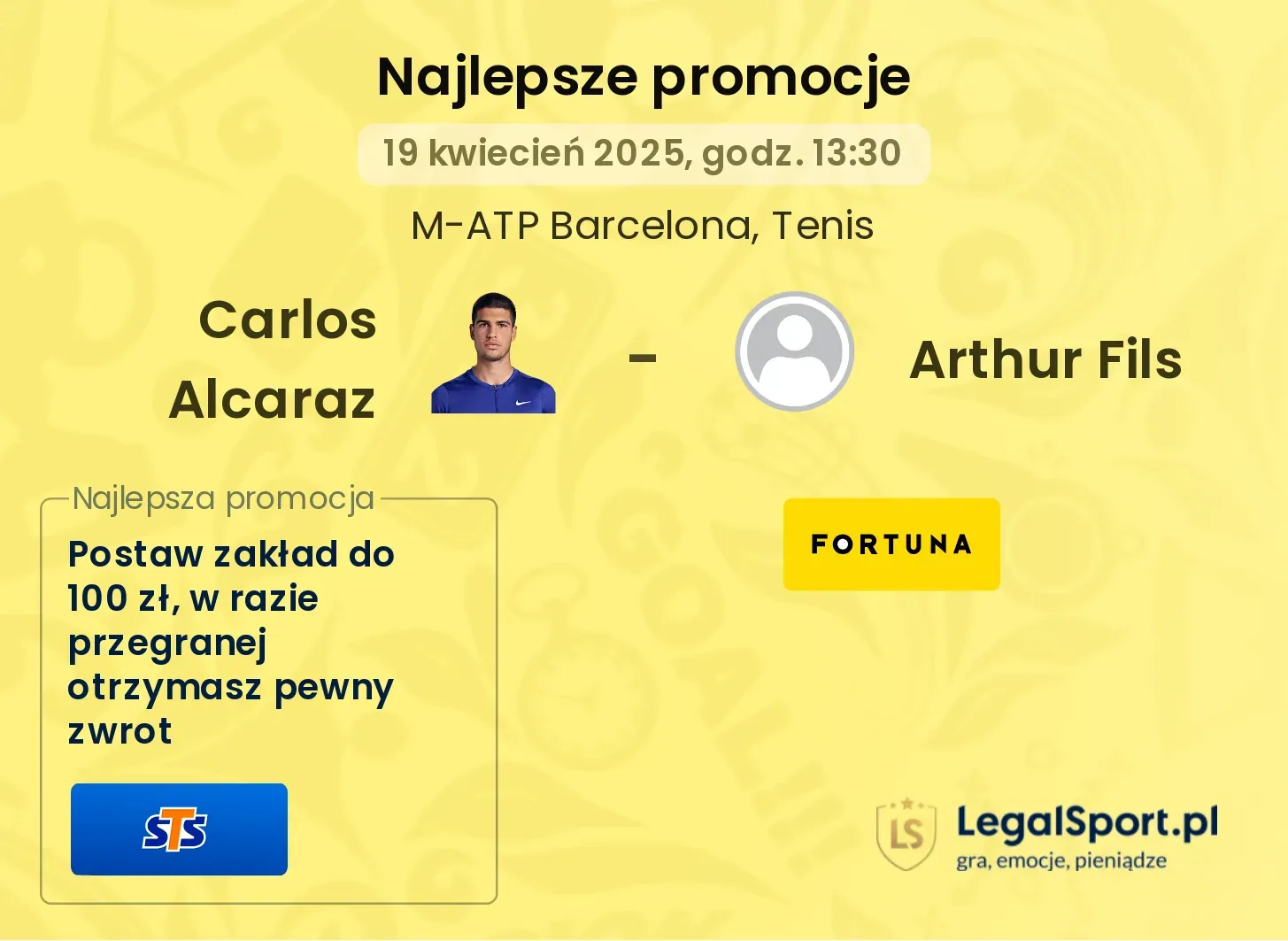 Carlos Alcaraz - Arthur Fils promocje u bukmacherów