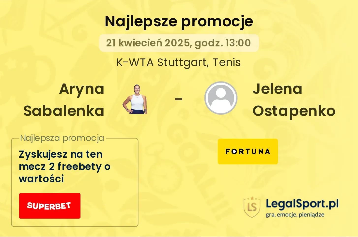 Aryna Sabalenka - Jelena Ostapenko promocje bukmacherskie