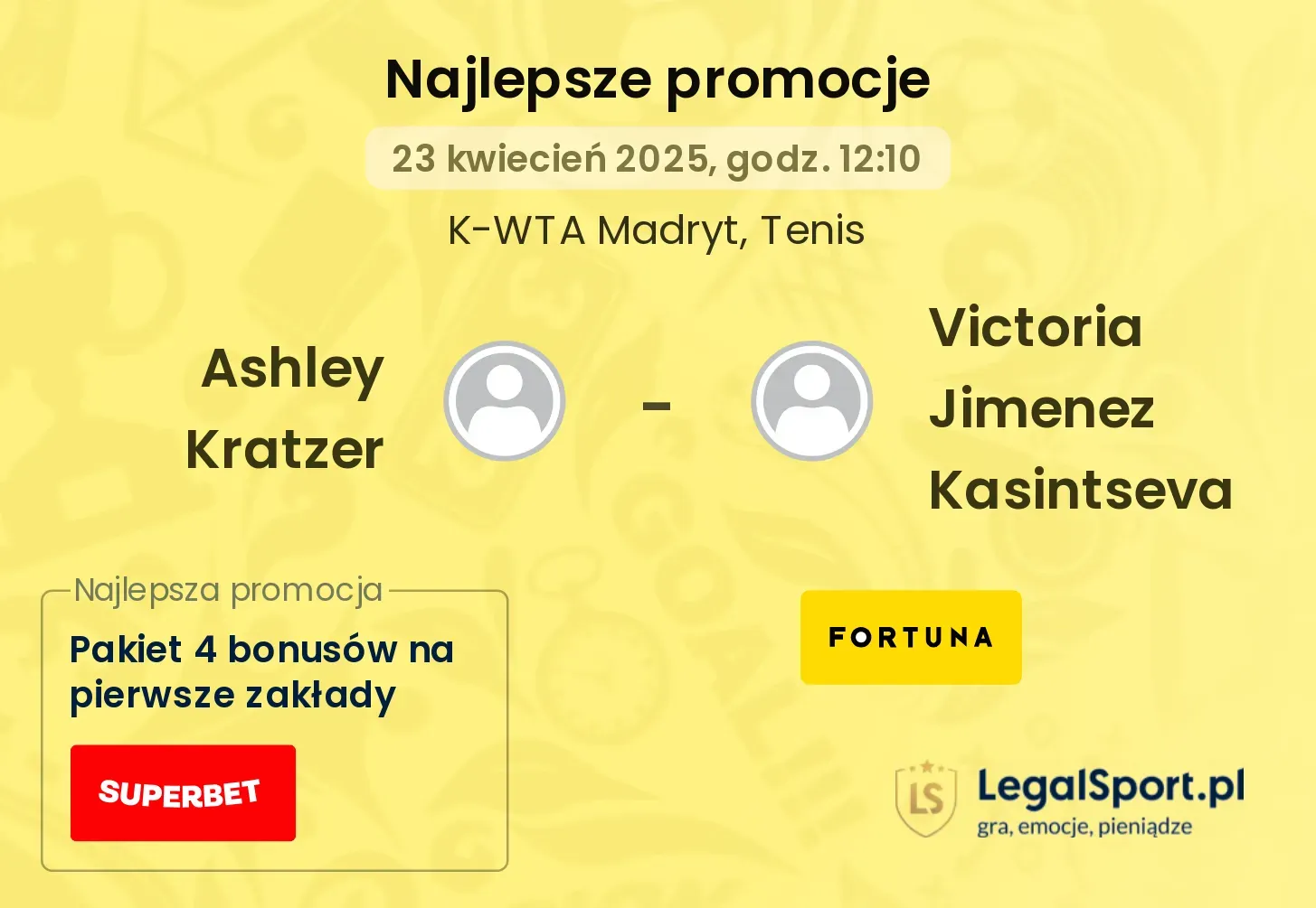 Ashley Kratzer - Victoria Jimenez Kasintseva promocje bukmacherskie