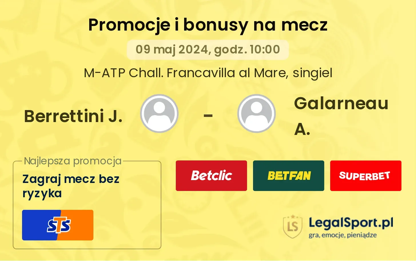 Berrettini J. - Galarneau A. promocje bonusy na mecz