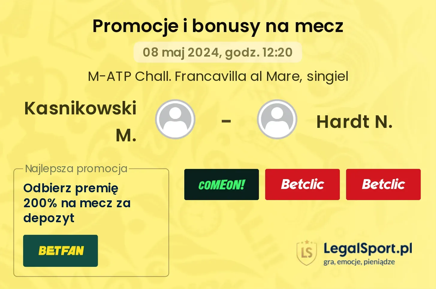 Kasnikowski M. - Hardt N. promocje bonusy na mecz
