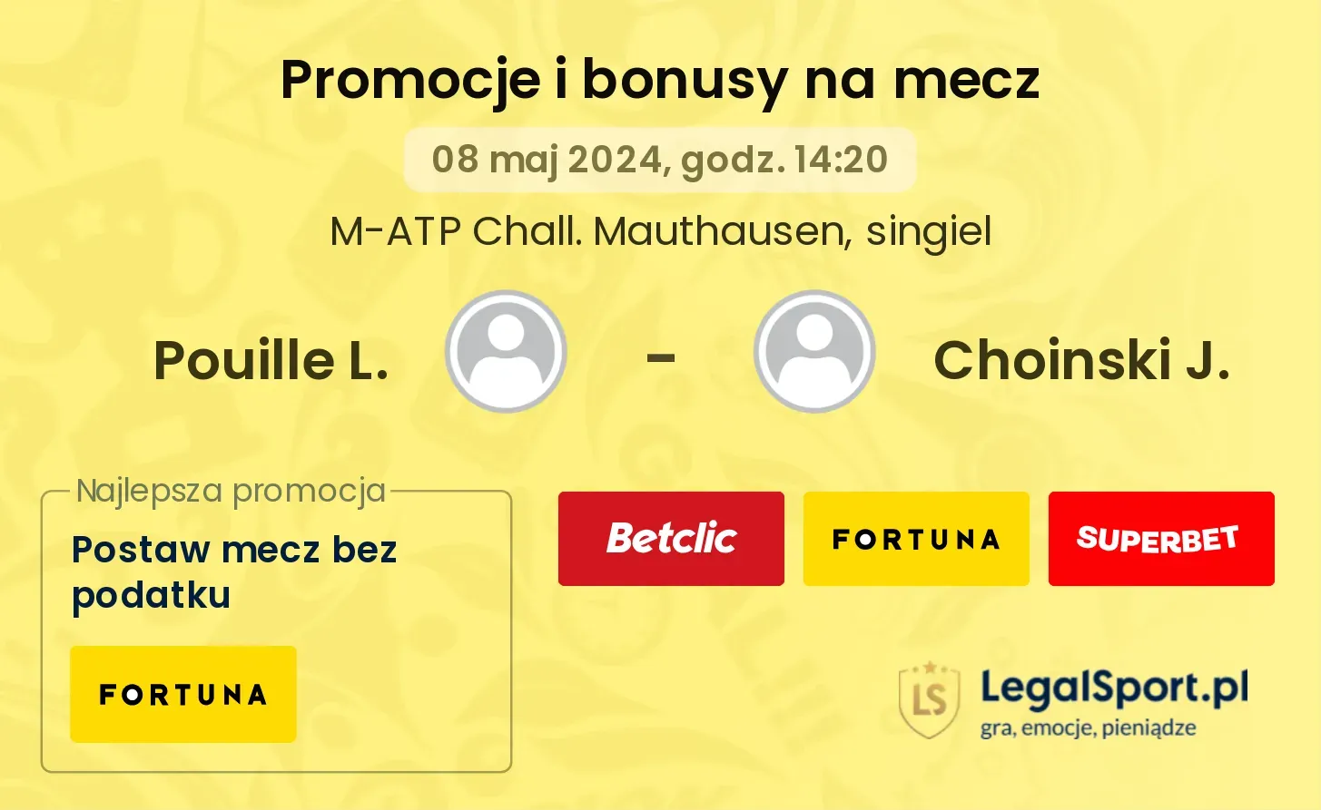 Pouille L. - Choinski J. promocje bonusy na mecz