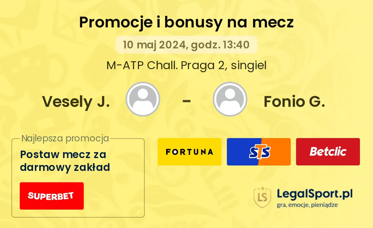 Vesely J. - Fonio G. promocje bonusy na mecz