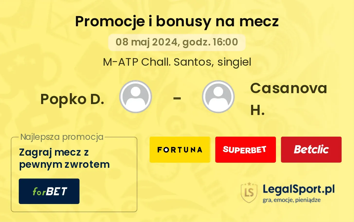 Popko D. - Casanova H. promocje bonusy na mecz