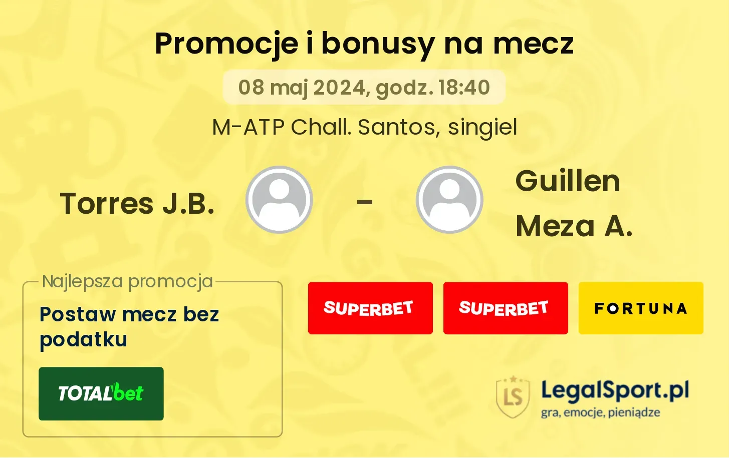 Torres J.B. - Guillen Meza A. promocje bonusy na mecz