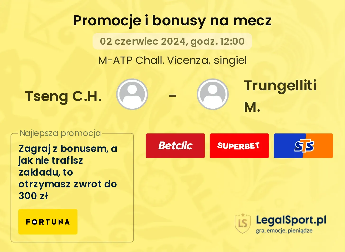 Tseng C.H. - Trungelliti M. bonusy i promocje (02.06, 12:00)
