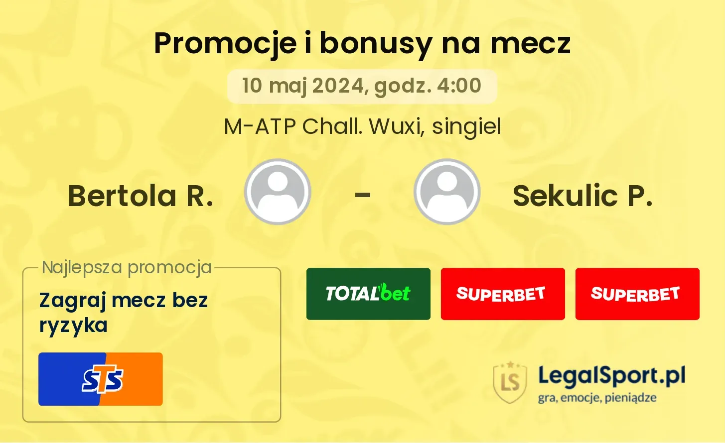 Bertola R. - Sekulic P. promocje bonusy na mecz