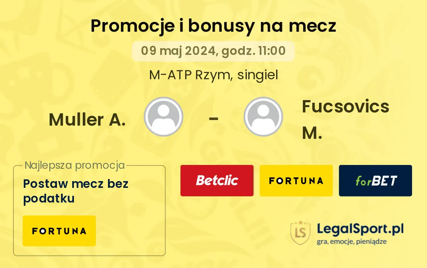 Muller A. - Fucsovics M. promocje bonusy na mecz