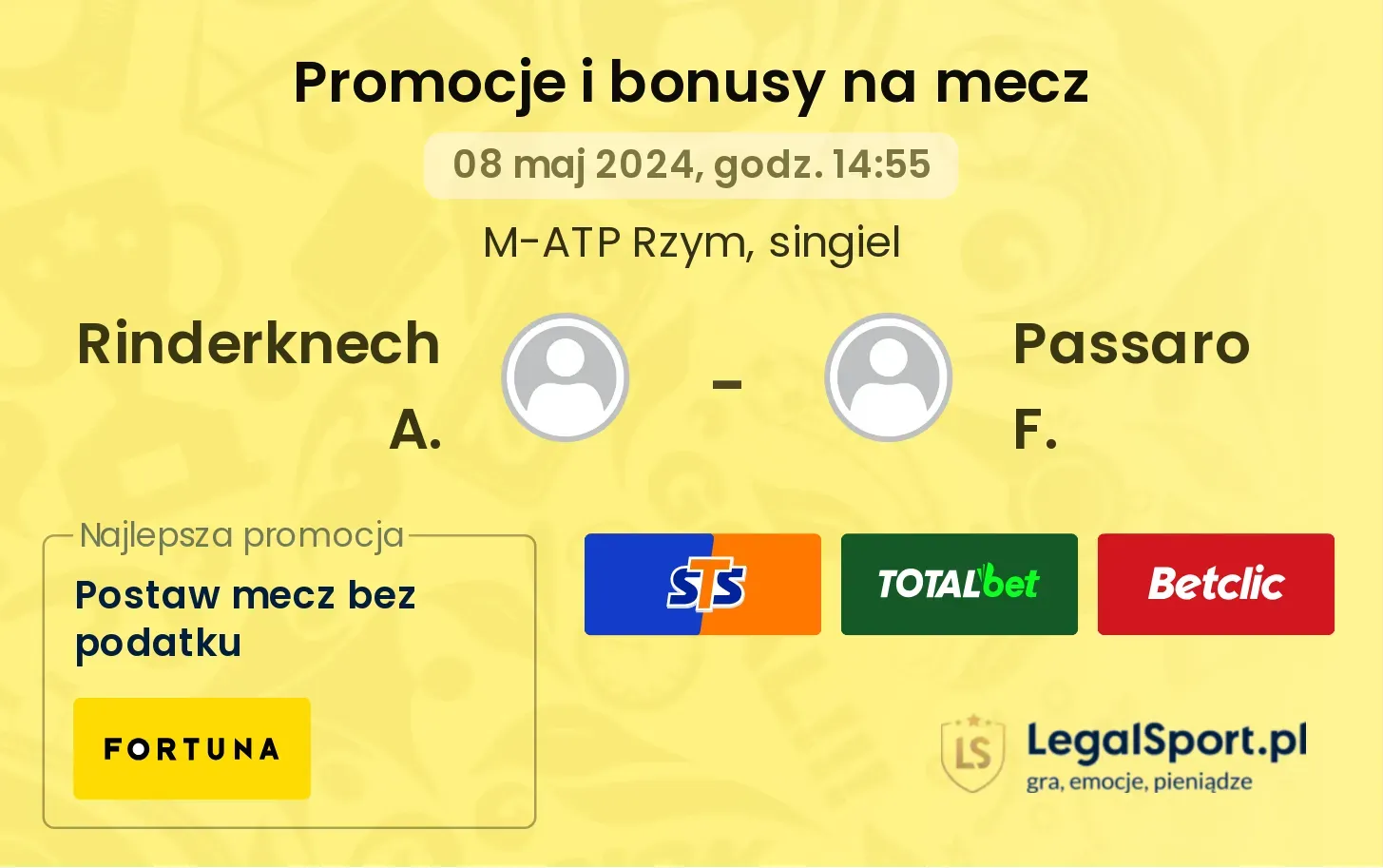 Rinderknech A. - Passaro F. promocje bonusy na mecz