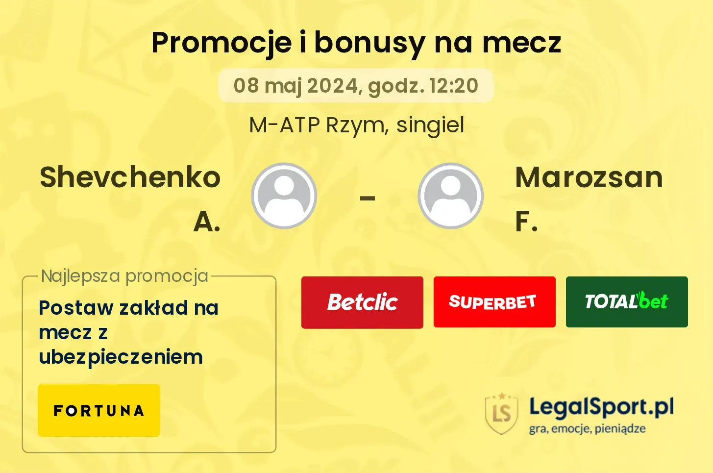 Shevchenko A. - Marozsan F. promocje bonusy na mecz