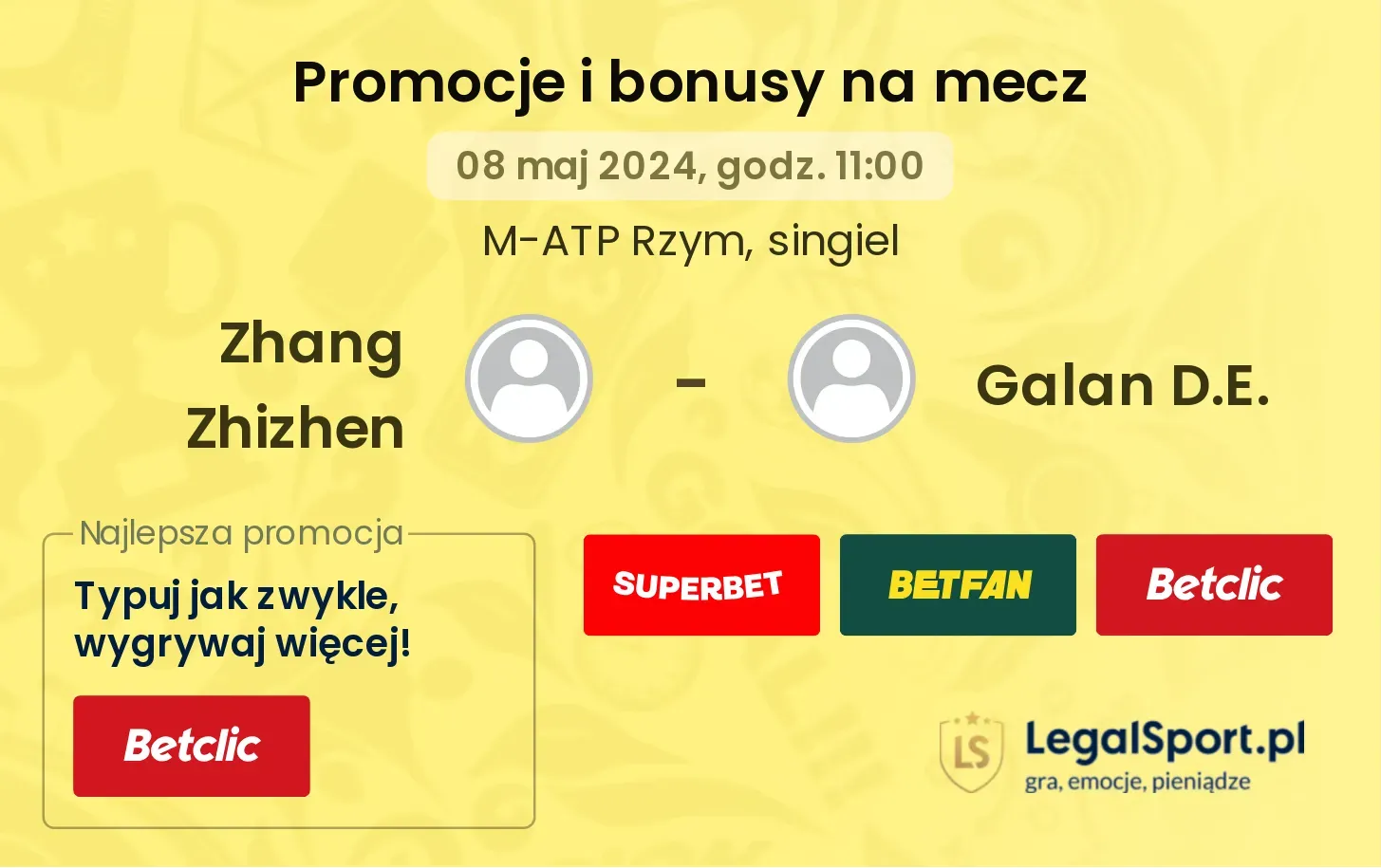 Zhang Zhizhen - Galan D.E. promocje bonusy na mecz