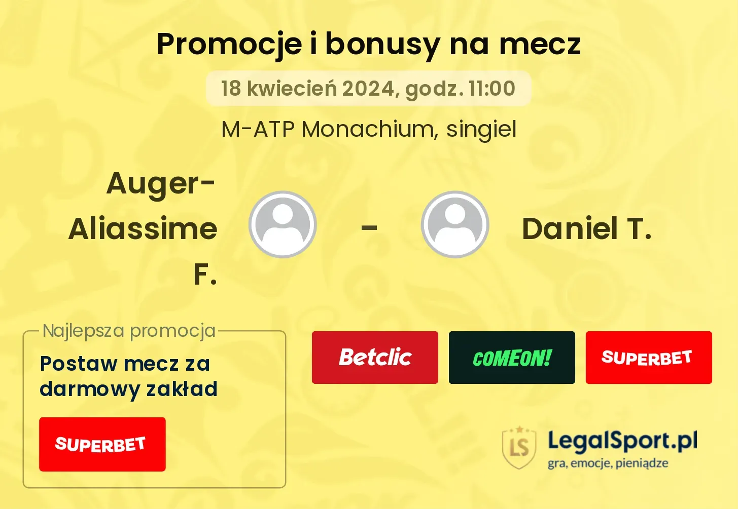 Auger-Aliassime F. - Daniel T. promocje bonusy na mecz