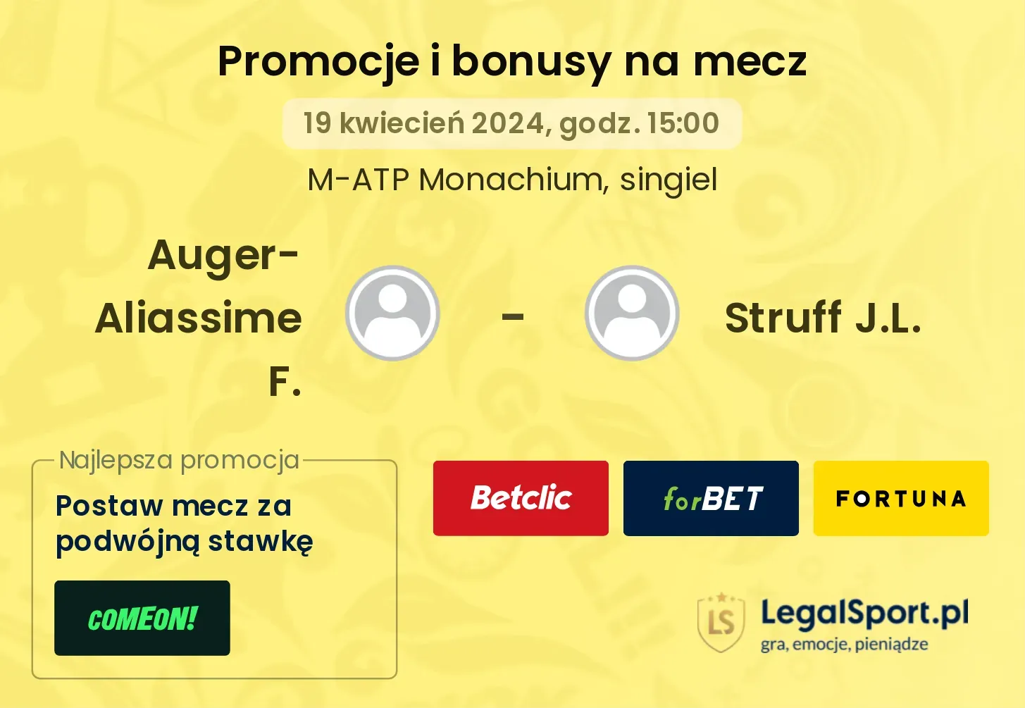 Auger-Aliassime F. - Struff J.L. promocje bonusy na mecz
