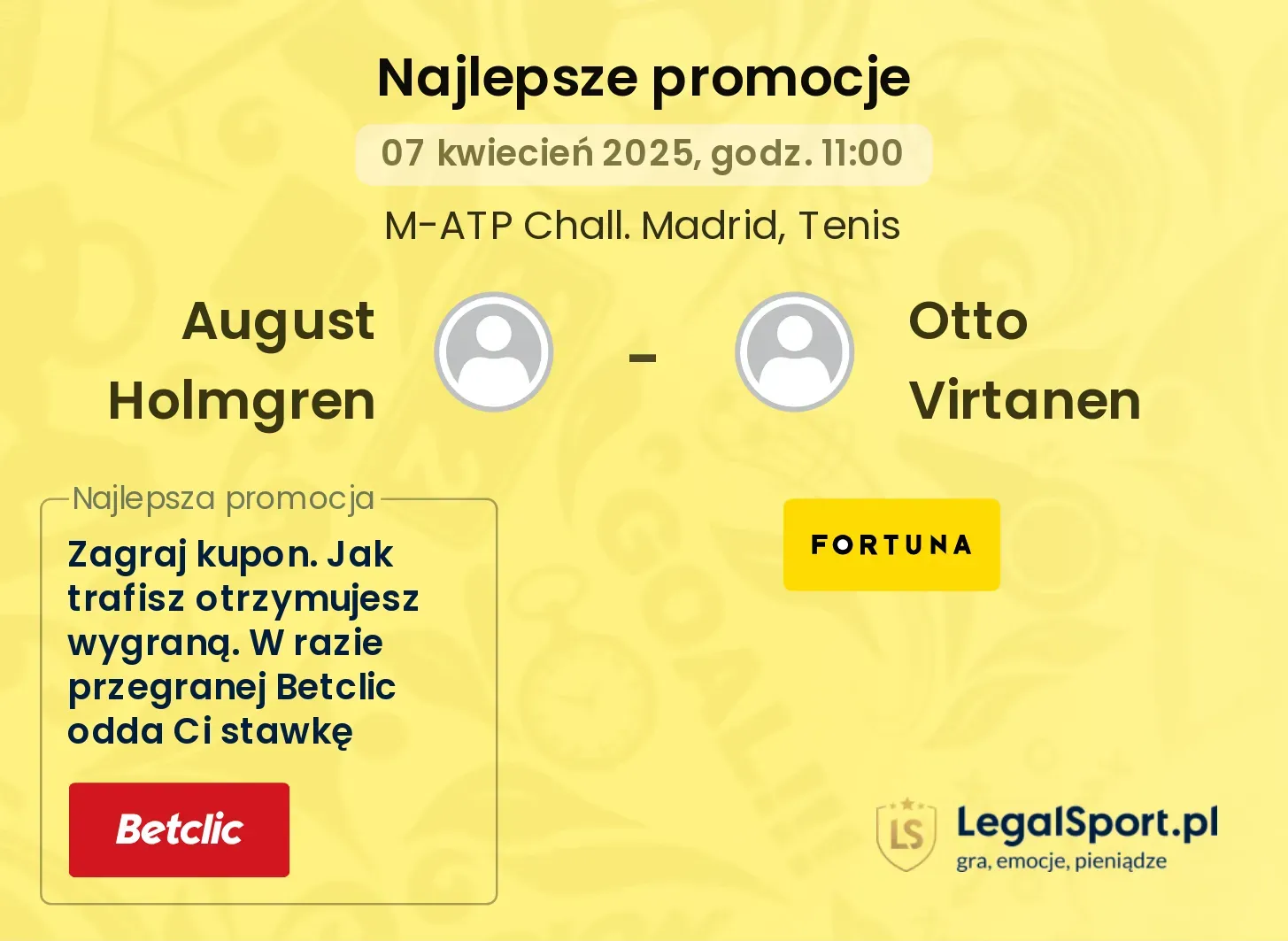August Holmgren - Otto Virtanen promocje bukmacherskie