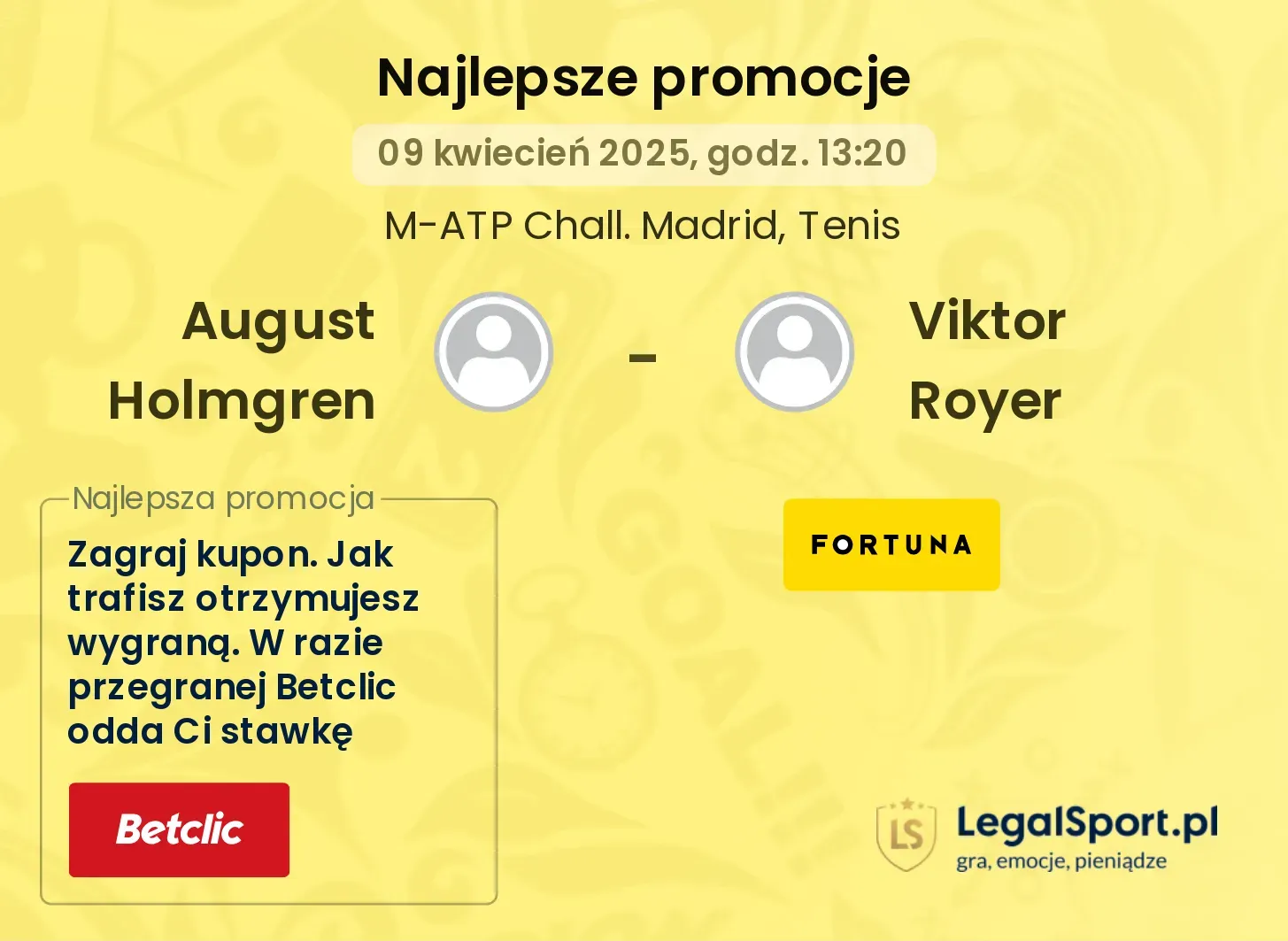 August Holmgren - Viktor Royer promocje u bukmacherów