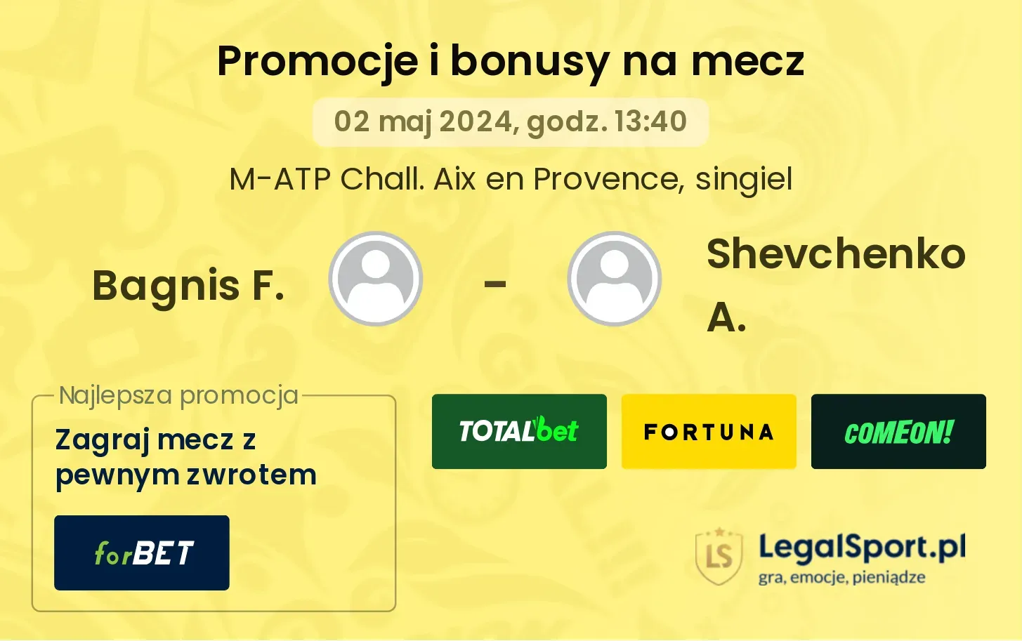 Bagnis F. - Shevchenko A. promocje bonusy na mecz