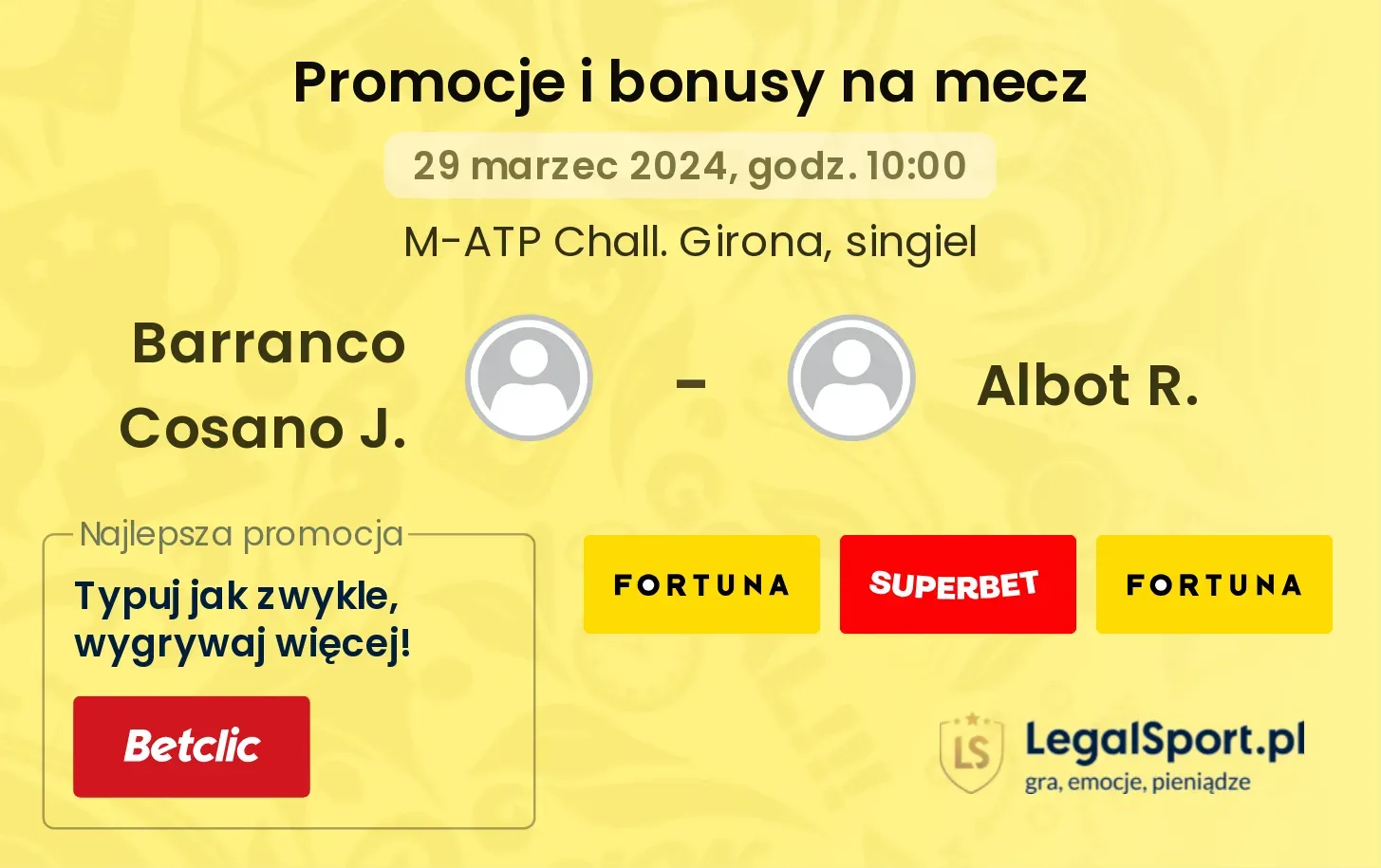 Barranco Cosano J. - Albot R. promocje bonusy na mecz