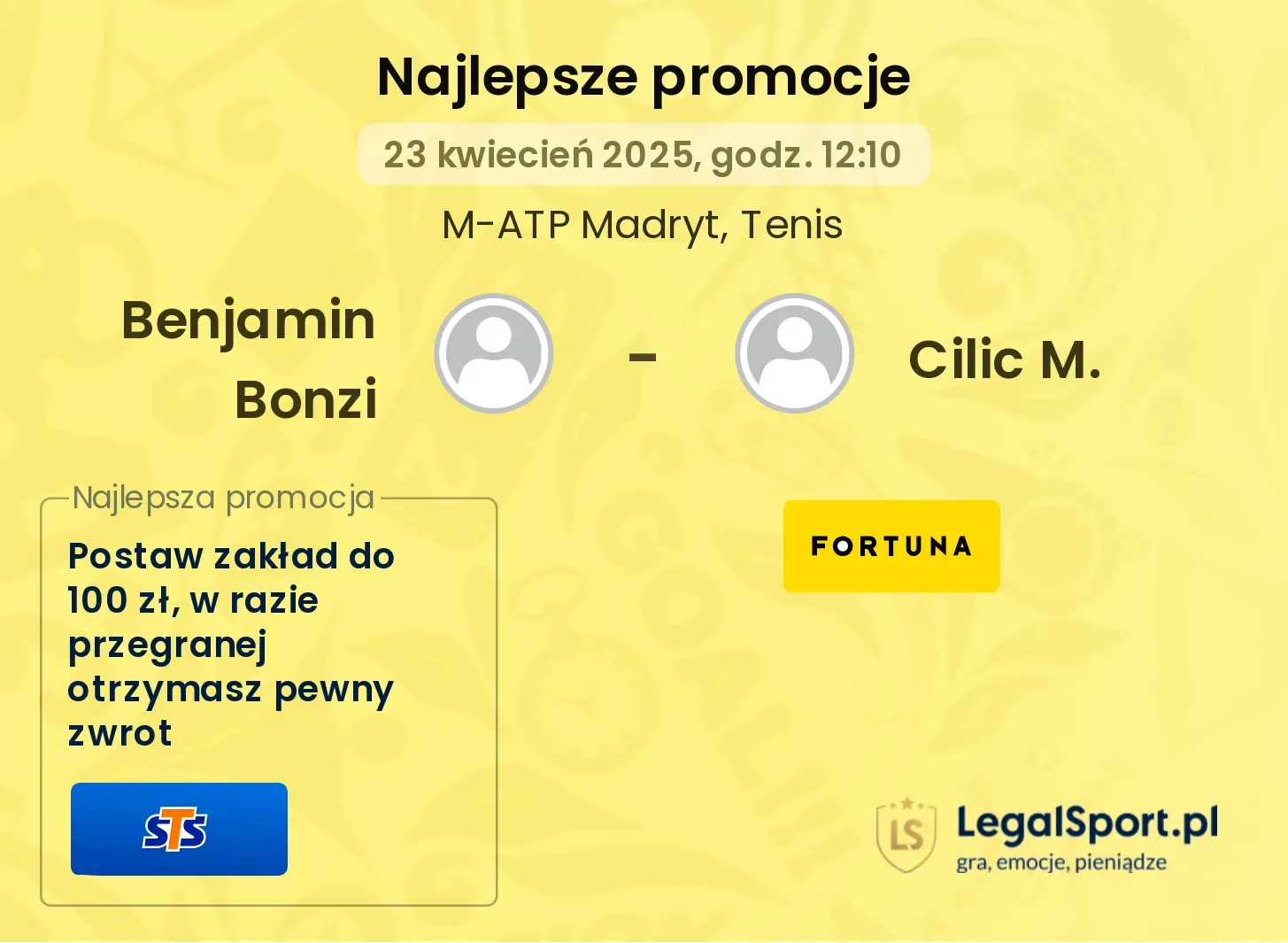 Benjamin Bonzi - Cilic M. promocje bukmacherskie