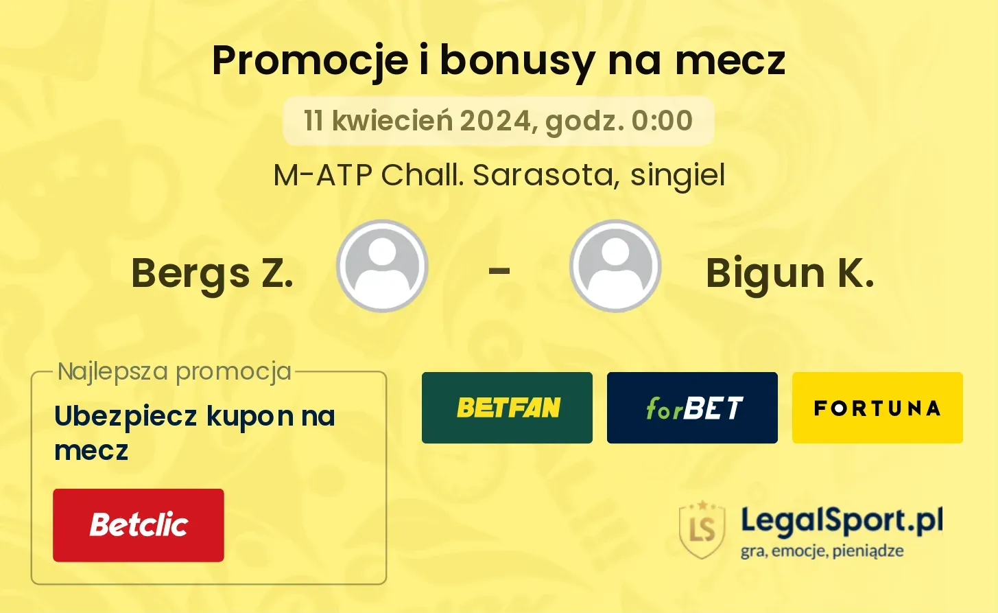 Bergs Z. - Bigun K. promocje bonusy na mecz