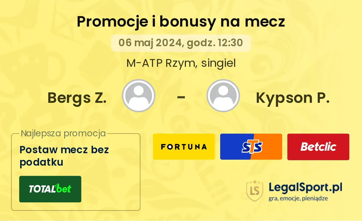 Bergs Z. - Kypson P. promocje bonusy na mecz