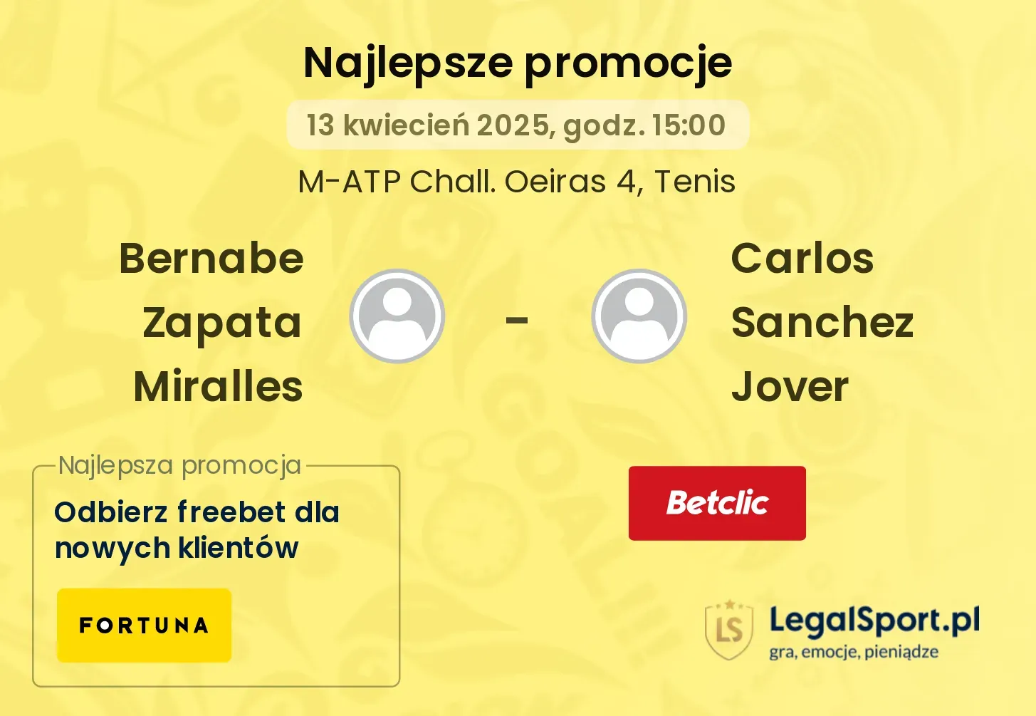 Bernabe Zapata Miralles - Carlos Sanchez Jover promocje u bukmacherów
