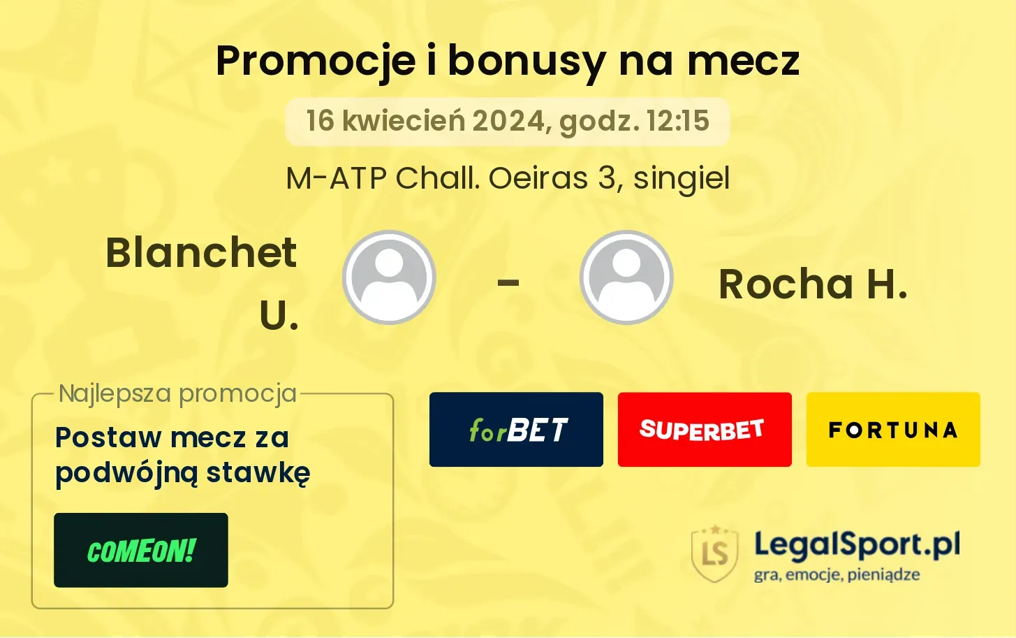 Blanchet U. - Rocha H. promocje bonusy na mecz